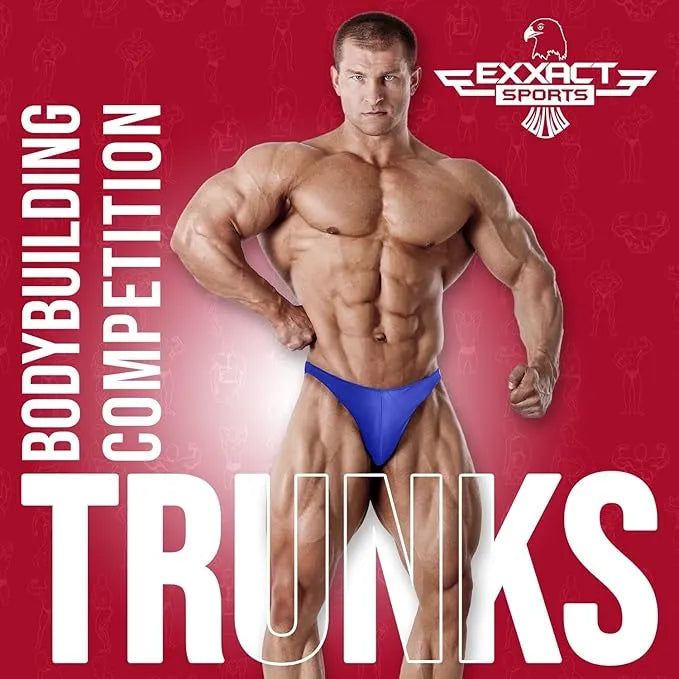 Men's V-Cut Bodybuilding Competition Posing Trunks Royal Blue