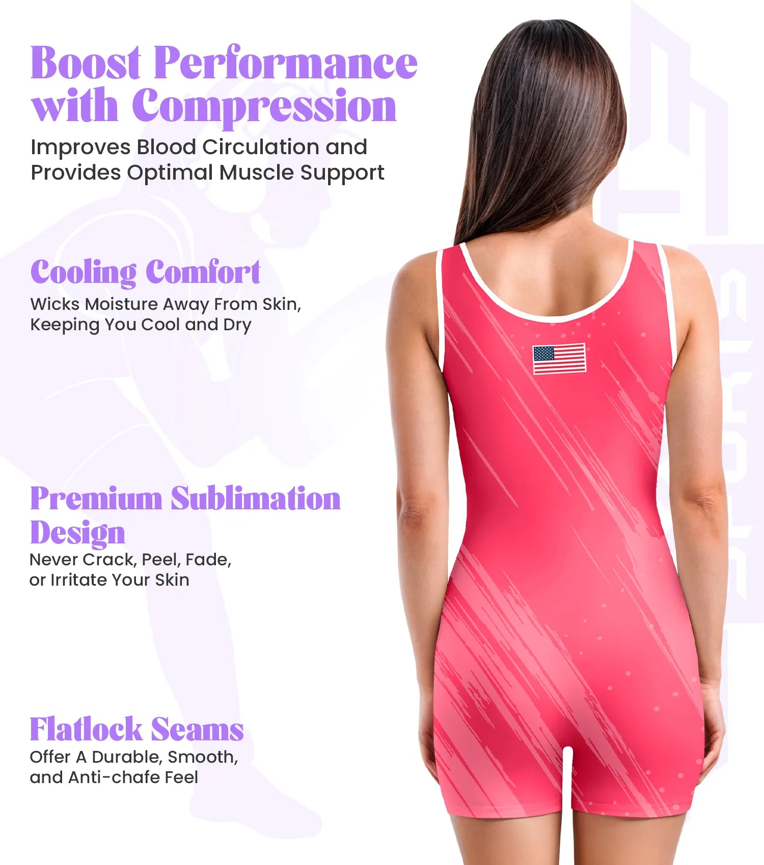 Women's Maroon Wrestling Singlets, High-Cut Female Singlets
