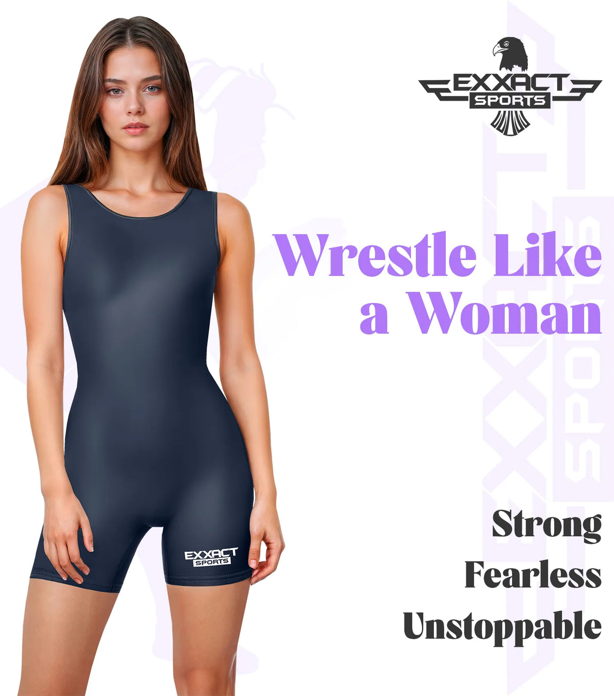 Sinlets Women's Navy Wrestling Singlets, High-Cut Female Singlets | Exxact Sports