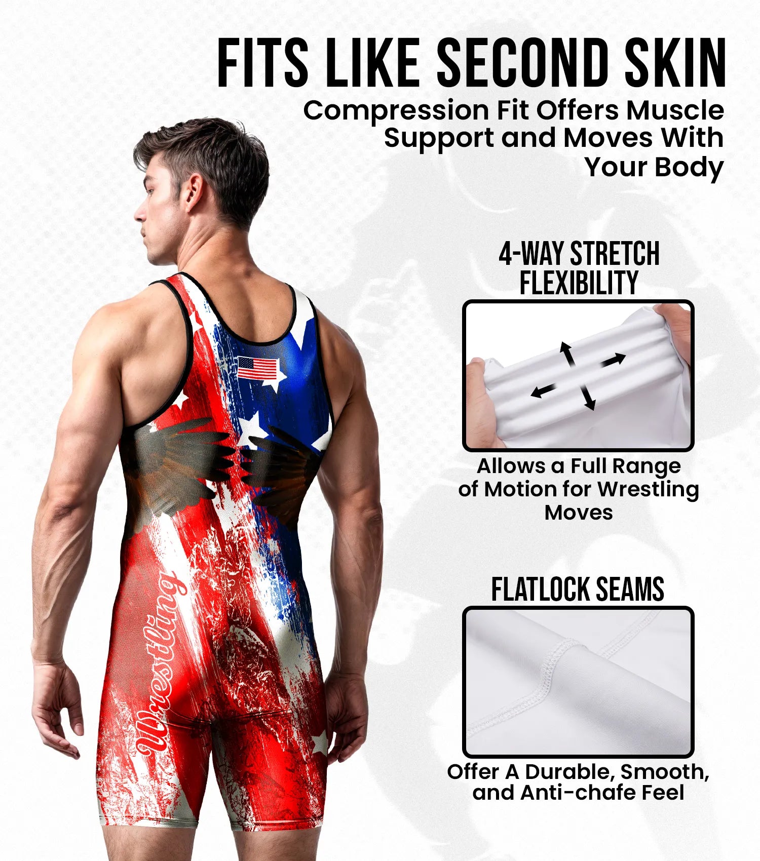 Men's Sublimated Wrestling Singlet For Training and Powerlifting