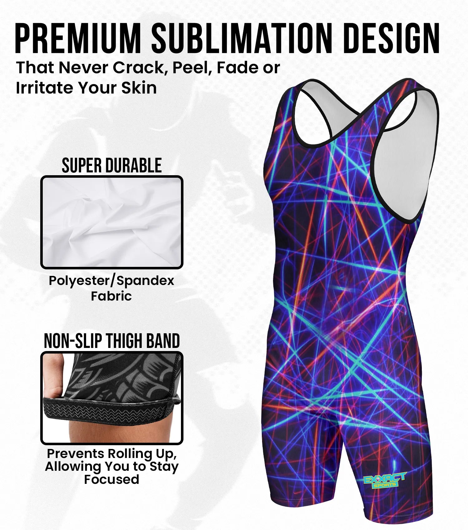 Men's Sublimated Wrestling Singlets Lazer (Adult)