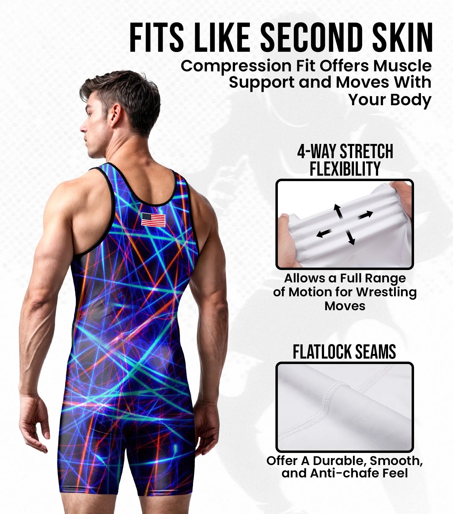 Men's Sublimated Wrestling Singlets Lazer (Adult)
