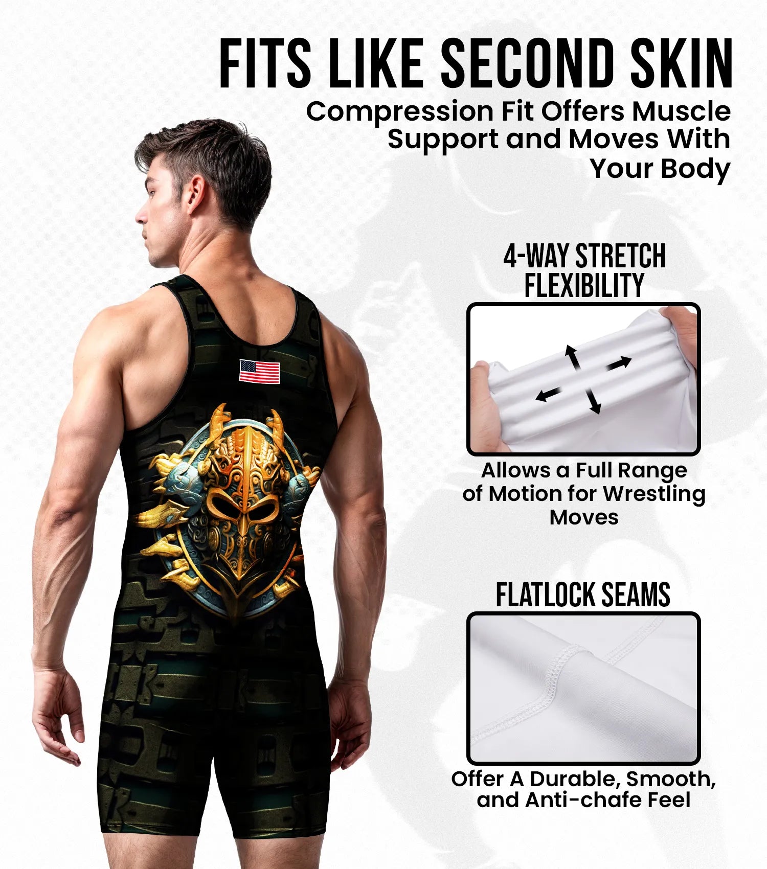 Men's Sublimated Wrestling Singlet For Training and Powerlifting