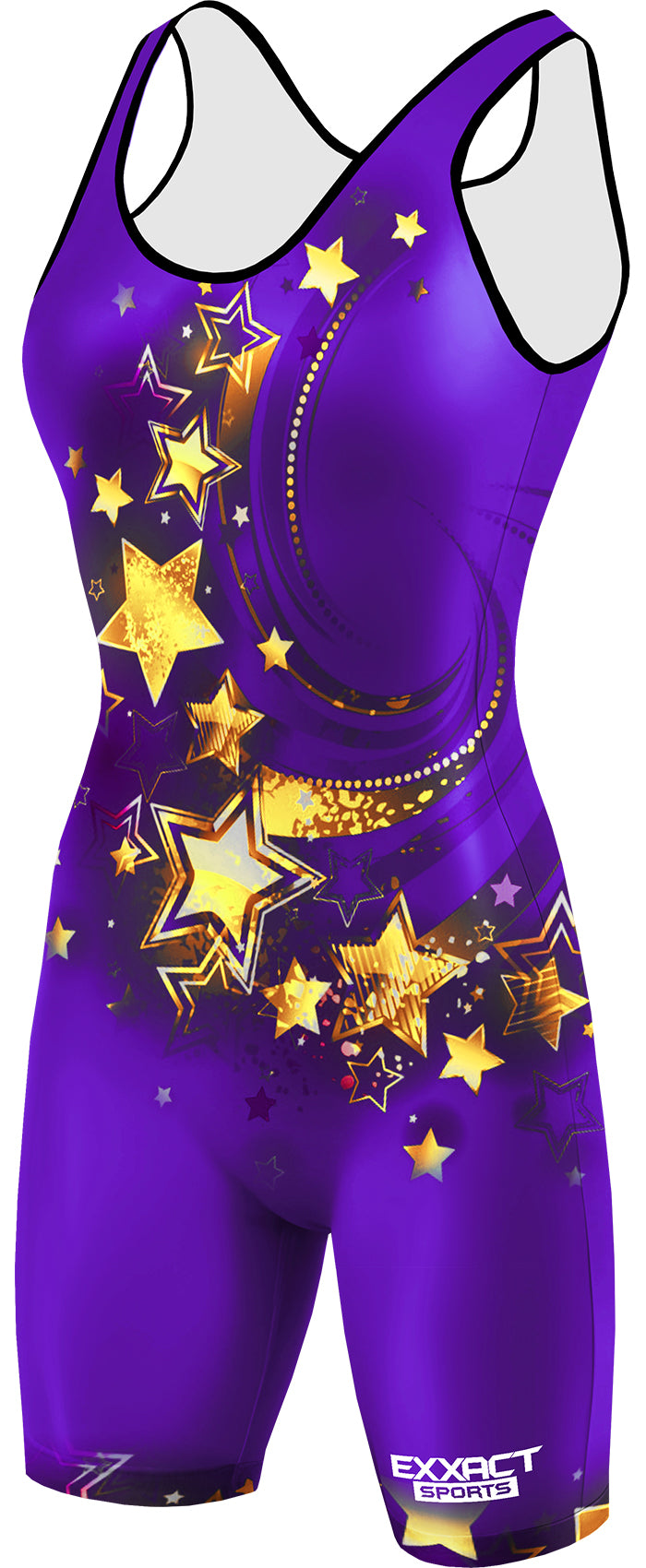 Sublimated Women's Wrestling Singlets, High-Cut Female Singlets (Stars)