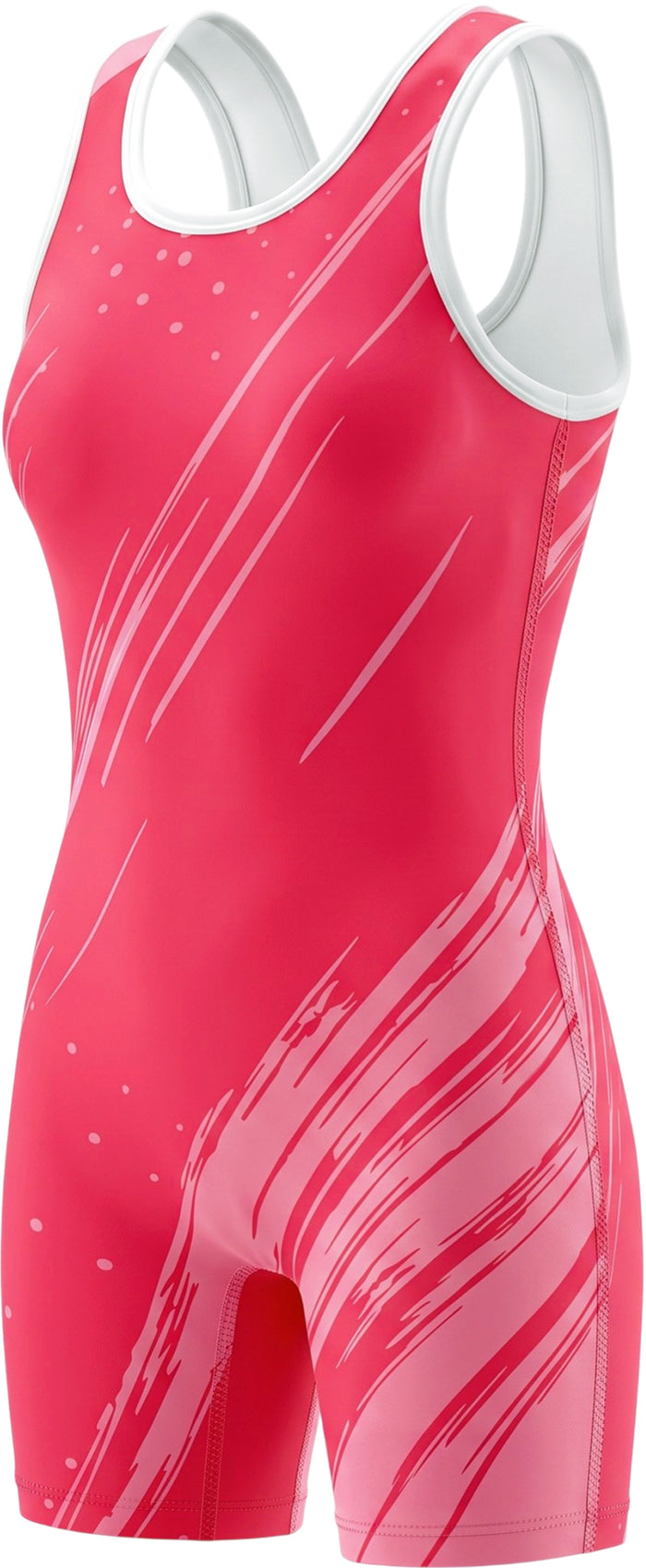 Sublimated Girl's Wrestling Singlets, High-Cut Female Singlets (Pink)