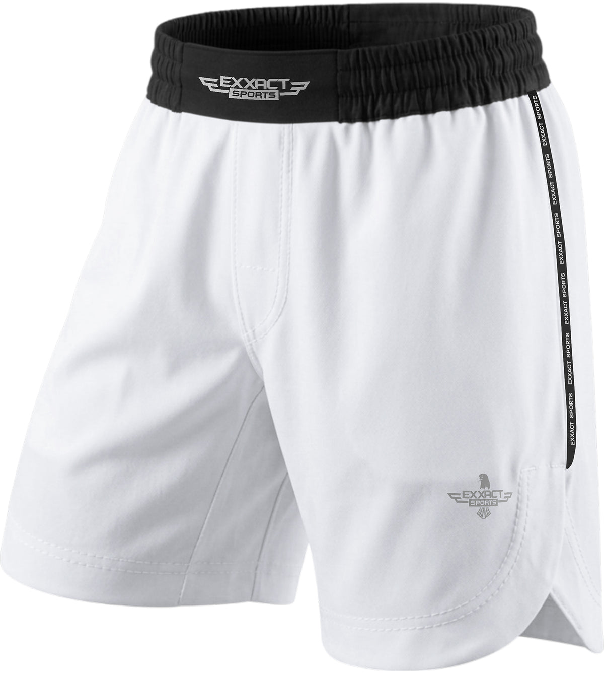 Exxact Sports MMA Shorts, No Gi BJJ Shorts for Men (White)