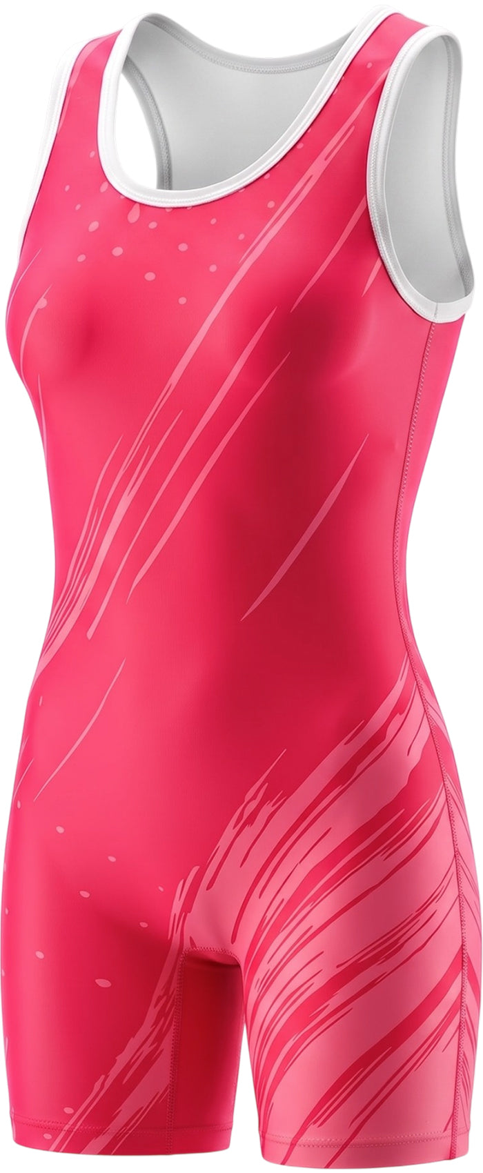 Sublimated Women's Wrestling Singlets, High-Cut Female Singlets (Pink)