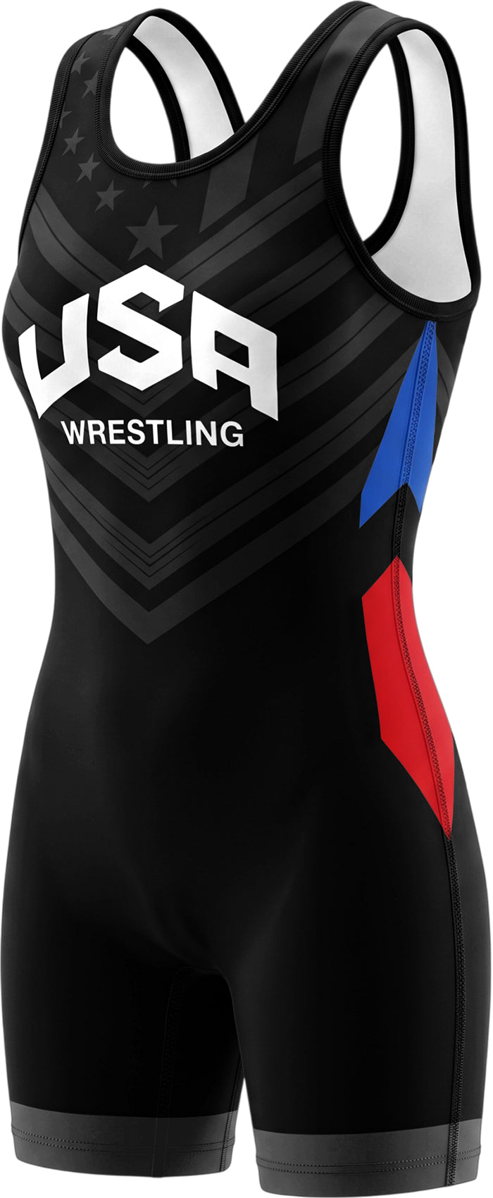Sublimated Girl's Wrestling Singlets, High-Cut Female Singlets (Black Olympic)