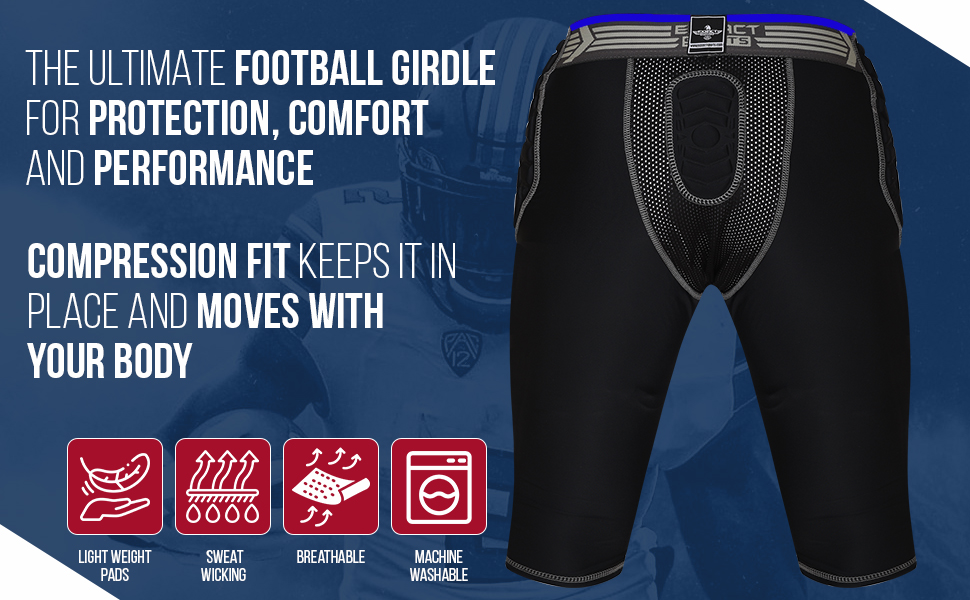 Exxact Sports Combat 7-Pad Youth Football Girdle - Football Padded Girdle  with Cup Pocket, Boys Padded Compression Shorts